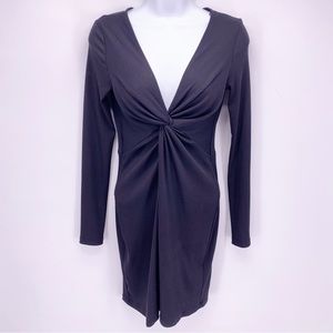 Topshop Black Ribbed Long Sleeve Mini Dress Size 6